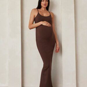 Bumpsuit Sculpting Rib Maxi Dress Brown